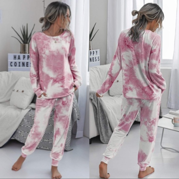 NEW Two Piece Pink Tie Dye Lounge Set - Picture 4 of 12